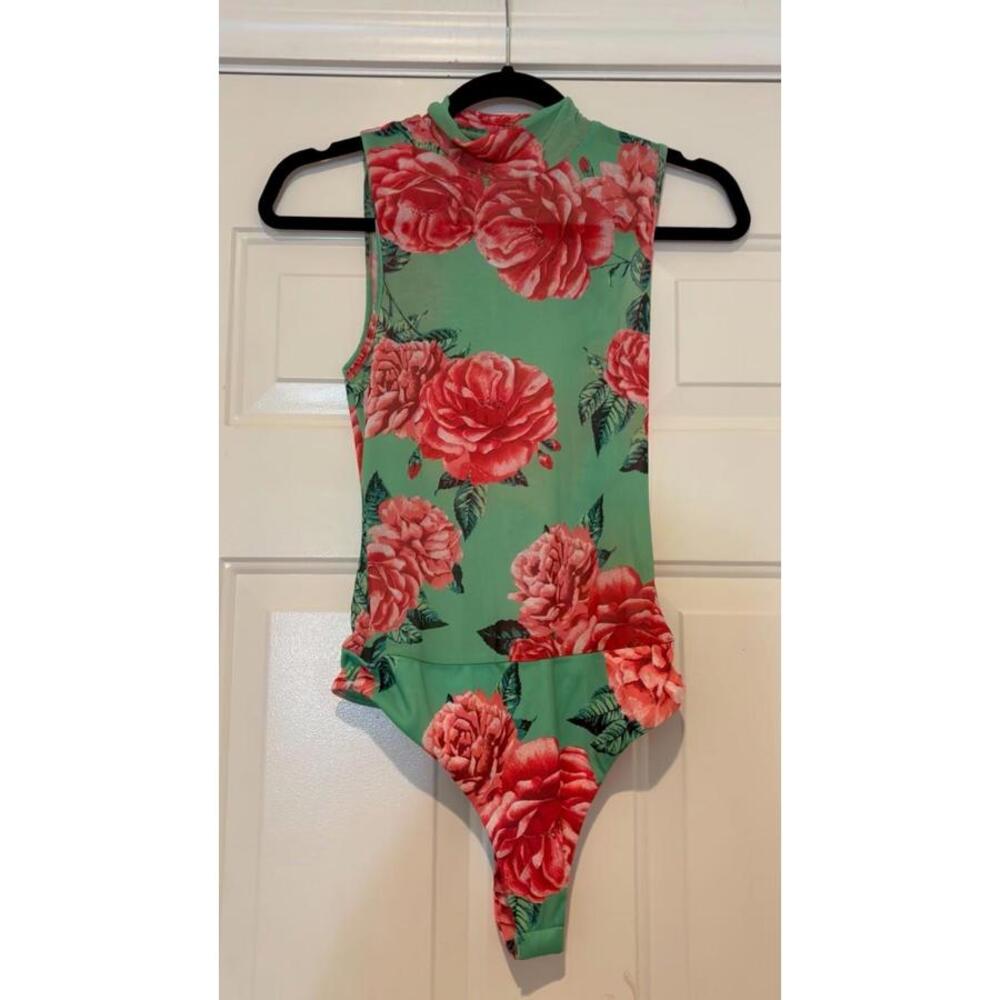 Women's AFRM green floral body suit sz XS #600